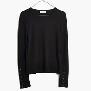 Madewell Black Button Sleeve Tee Size Small